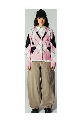 WBFEN ARGYLE CARDIGAN