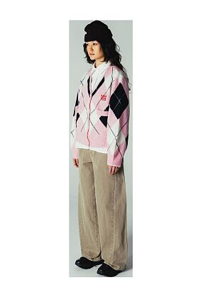WBFEN ARGYLE CARDIGAN
