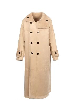 CHARLOTTE LILLY FUR SUEDE-WOOL COAT