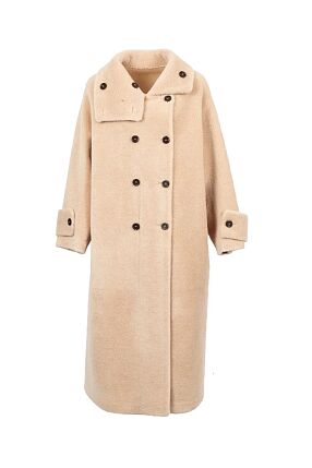 CHARLOTTE LILLY FUR SUEDE-WOOL COAT