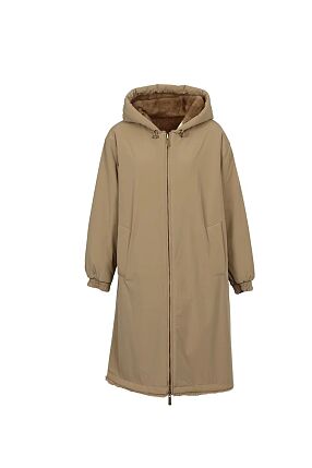 STARRY REVERSIBLE TWO-MATERIAL NYLON AND FAUX FUR PARKA