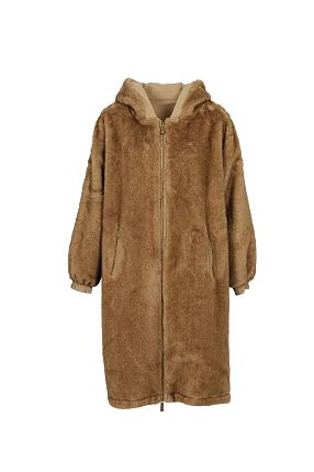 STARRY REVERSIBLE TWO-MATERIAL NYLON AND FAUX FUR PARKA