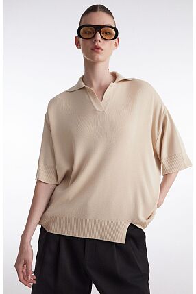 FINE LINE KNITTED POLO SHIRT