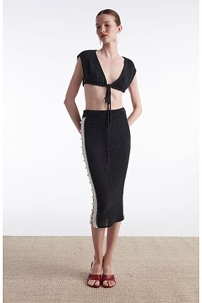 VOYAGE KNITTED MIDI SKIRT