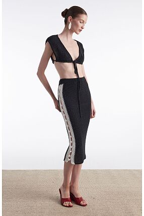 VOYAGE KNITTED MIDI SKIRT