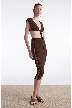 VOYAGE KNITTED MIDI SKIRT