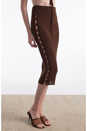 VOYAGE KNITTED MIDI SKIRT