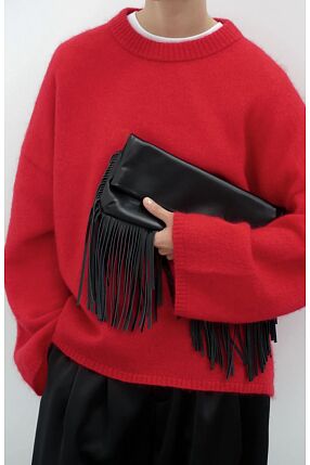 DISA FRINGE LEATHER CLUTCH 100% GENUINE LEATHER