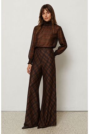 PLAID SATIN PANTS