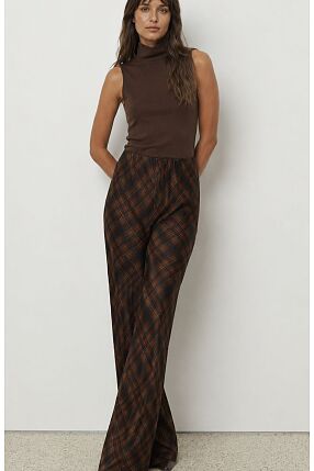 PLAID SATIN PANTS