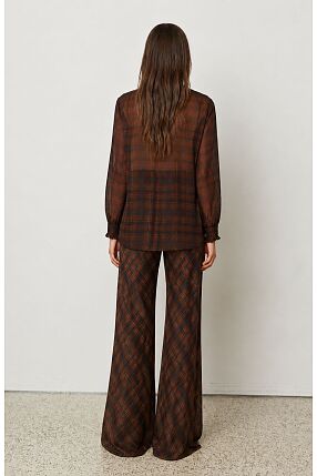 PLAID SATIN PANTS
