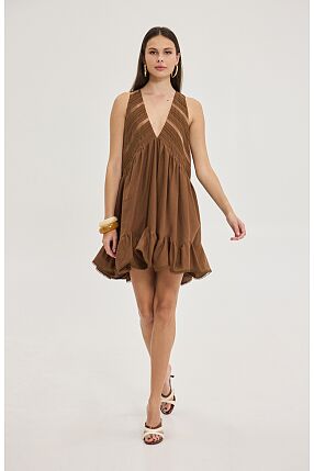 GABRIELLA DRESS (BROWN)