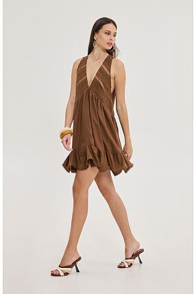 GABRIELLA DRESS (BROWN)