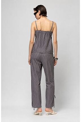 MOON HEAT BROWN STRIPED PANTS