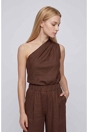 LINEN ONE SHOULDER TOP