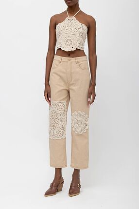 AMUR DENIM PANTS WITH LACE MATS
