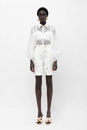 ELECTRA SILK ORGANZA SHIRT WITH RUFFLES