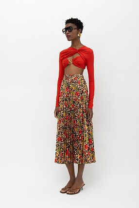 KIKA PLEATED MIDI SKIRT FLORAL