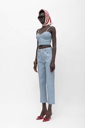 RIANA MONOGRAM DENIM PANTS