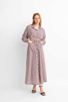 LONG STRIPE SHIRT DRESS