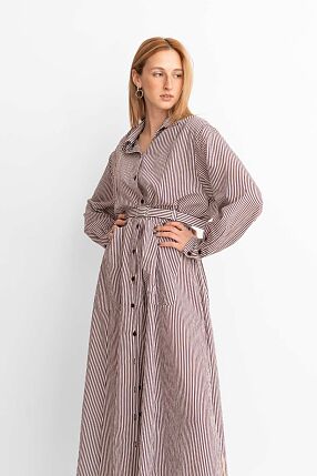 LONG STRIPE SHIRT DRESS