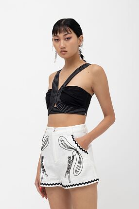 SHIMBA B/W APPLIQUE SHORTS