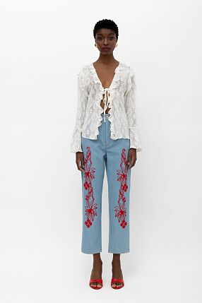 RIANA DENIM APPLIQUE PANTS
