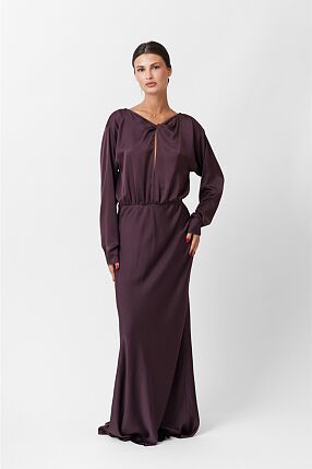 SATIN LONG FLARED DRESS