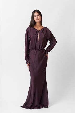 SATIN LONG FLARED DRESS
