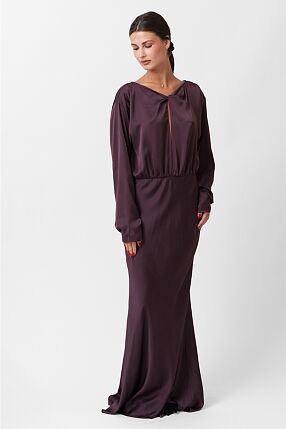 SATIN LONG FLARED DRESS
