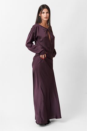 SATIN LONG FLARED DRESS