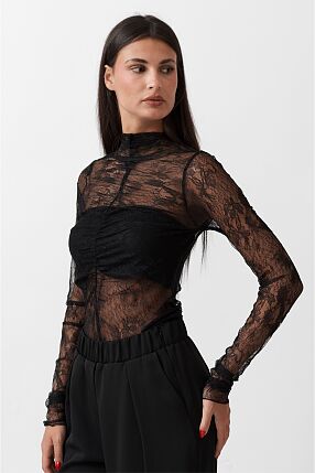 LACE RUFFLED BODYSUIT