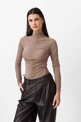 RUFFLED HIGH NECK TOP