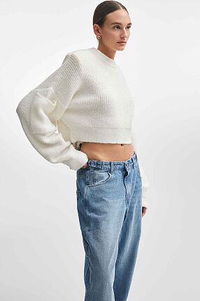 DONNA KNITTED CROPPED BLOUSE