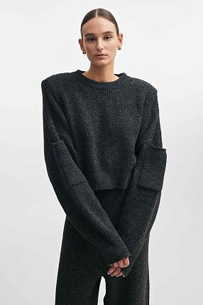 DONNA KNITTED CROPPED BLOUSE