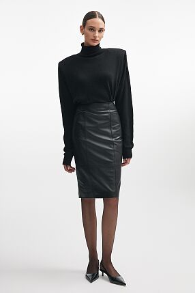 LONDON LEATHER MIDI SKIRT
