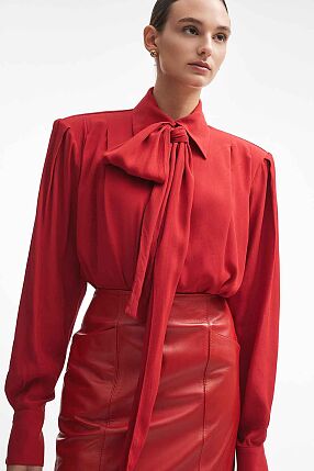LONDON LEATHER MIDI SKIRT
