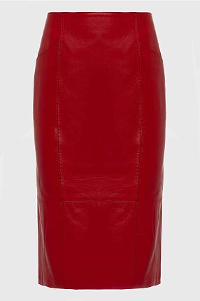 LONDON LEATHER MIDI SKIRT
