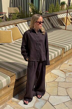 APRILIA LINEN TROUSERS COFFEE
