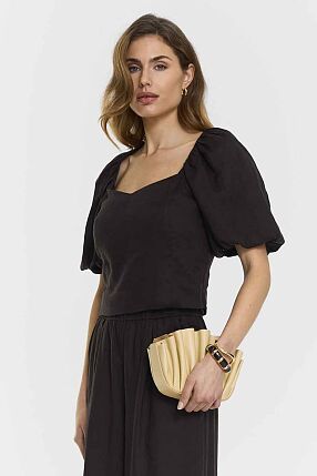 AUDRINA LINEN TOP COFFEE