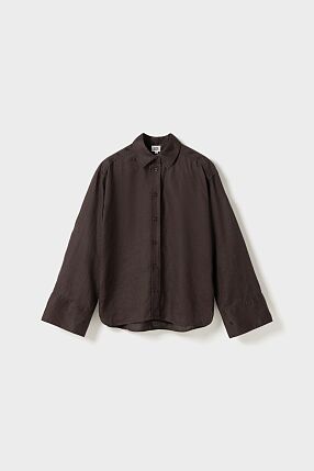 EVIANNA LINEN SHIRT COFFEE