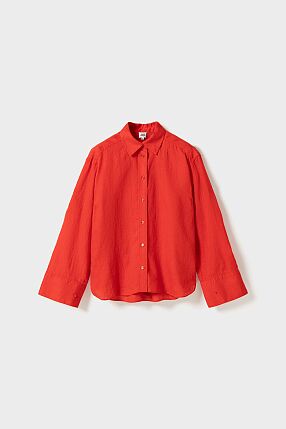 EVIANNA LINEN SHIRT POPPY RED