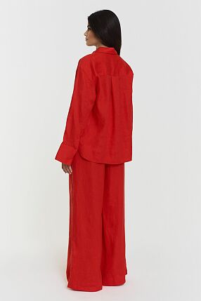EVIANNA LINEN SHIRT POPPY RED