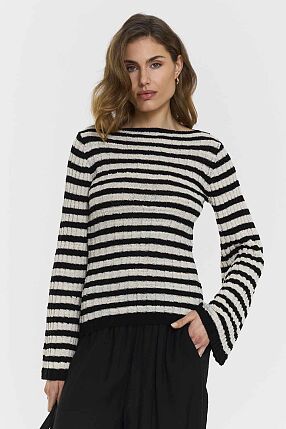 KARLIE KNITTED TOP BLACK STRI