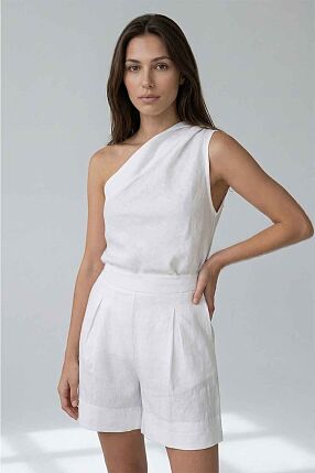 LINEN ONE SHOULDER TOP
