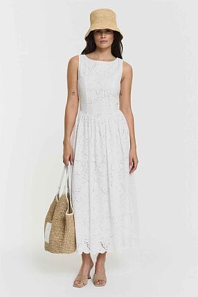 MYKA BRODERIE DRESS WHITE