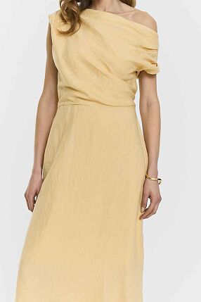 REINA LINEN DRESS BUTTER YELL