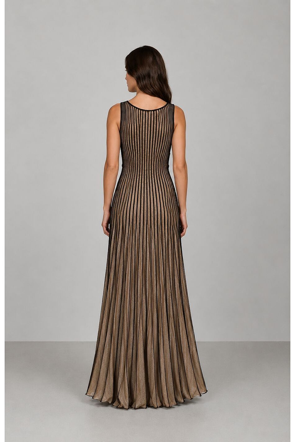 GOLDEN PLEATS MAXI DRESS BLACK