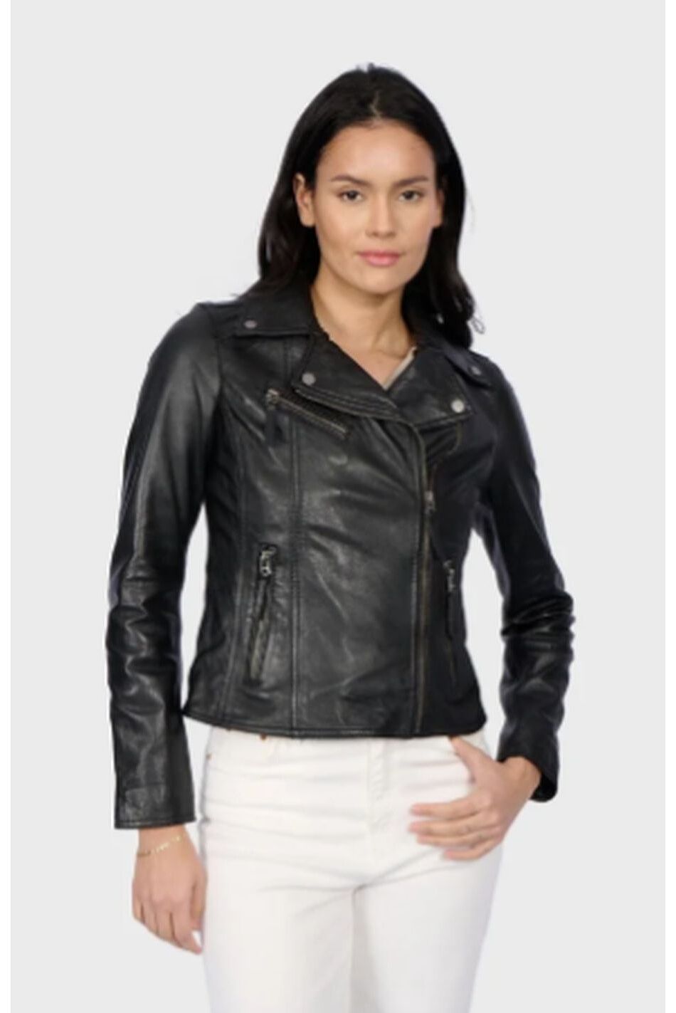 CLIPS SLEEK ASYMMETRICAL LEATHER JACKET