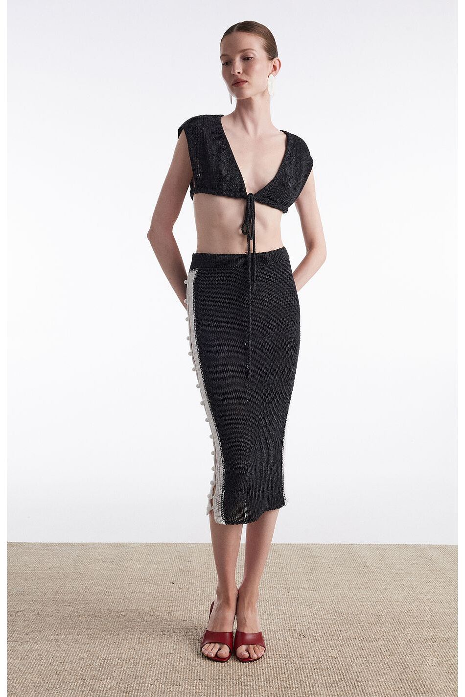 VOYAGE KNITTED MIDI SKIRT